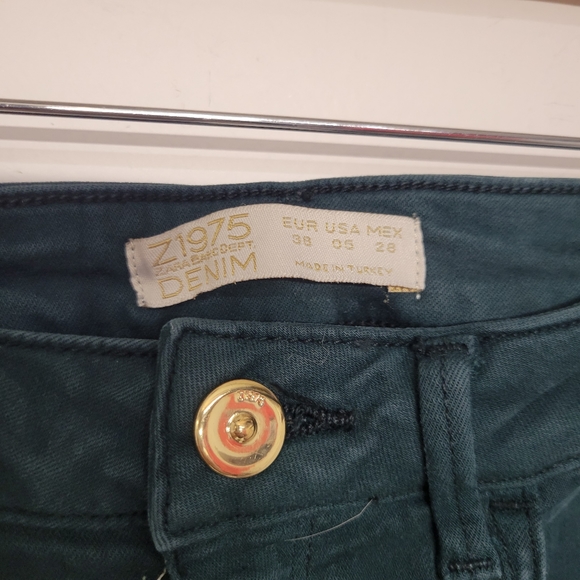 Zara Basic Jeans Men Dark Green Skinny straight size 38 - Picture 6 of 8